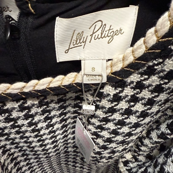 Lilly Pulitzer,‎ NWT, black and white houndstooth & sequin boucle dress, size 8 - Picture 7 of 8